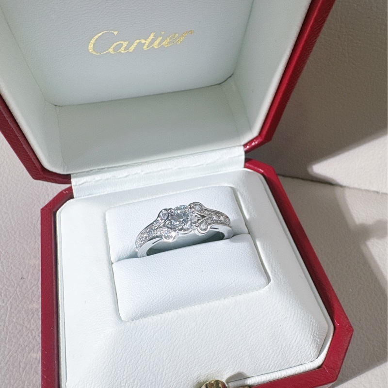 Cartier卡地亞 鉑金滿鑽芭蕾戒指，52號-2