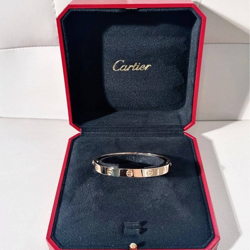 Cartier卡地亞 love系列 寬版玫瑰金手鐲，17 號 第四代-0