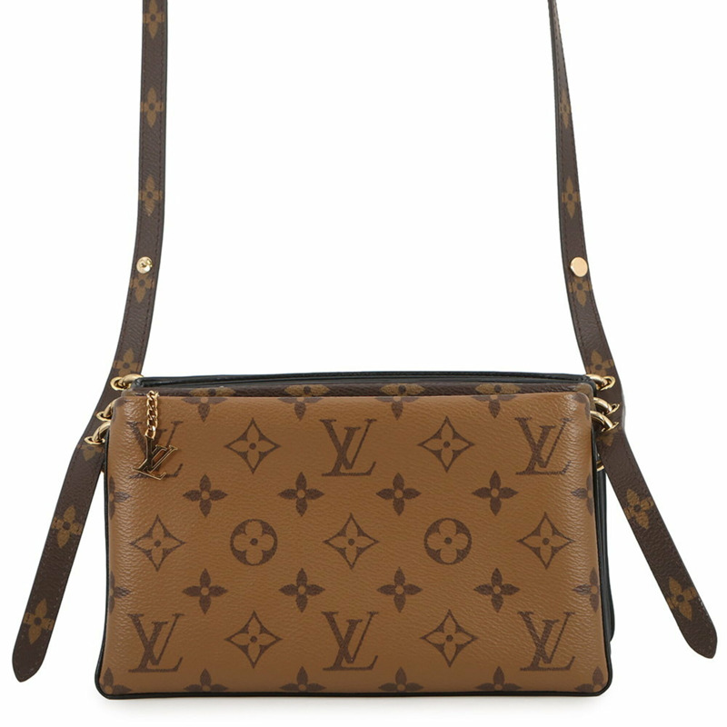 路易威登 Monogram Reverse 羊皮肩包 Pochette LV3 M45412 路易威登黑色手提包-0