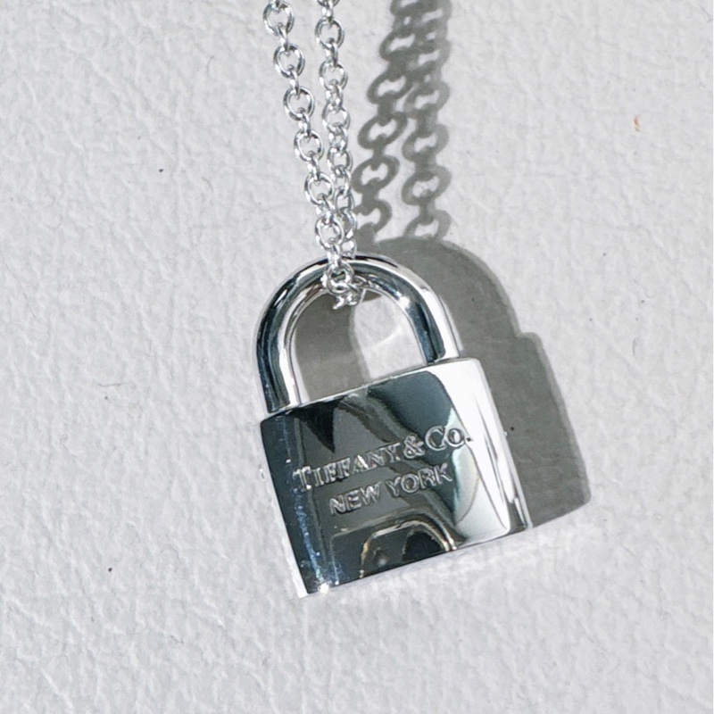 TIFFANY蒂芙尼 18K白金滿鑽鎖頭項鍊-5