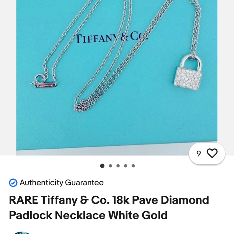 TIFFANY蒂芙尼 18K白金滿鑽鎖頭項鍊-6