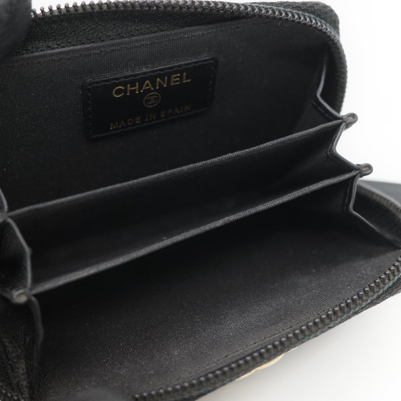 Chanel 香奈兒 Boy Chanel 黑色 菱格紋 荔枝皮 金扣 拉鍊拉鍊零錢包短夾-9