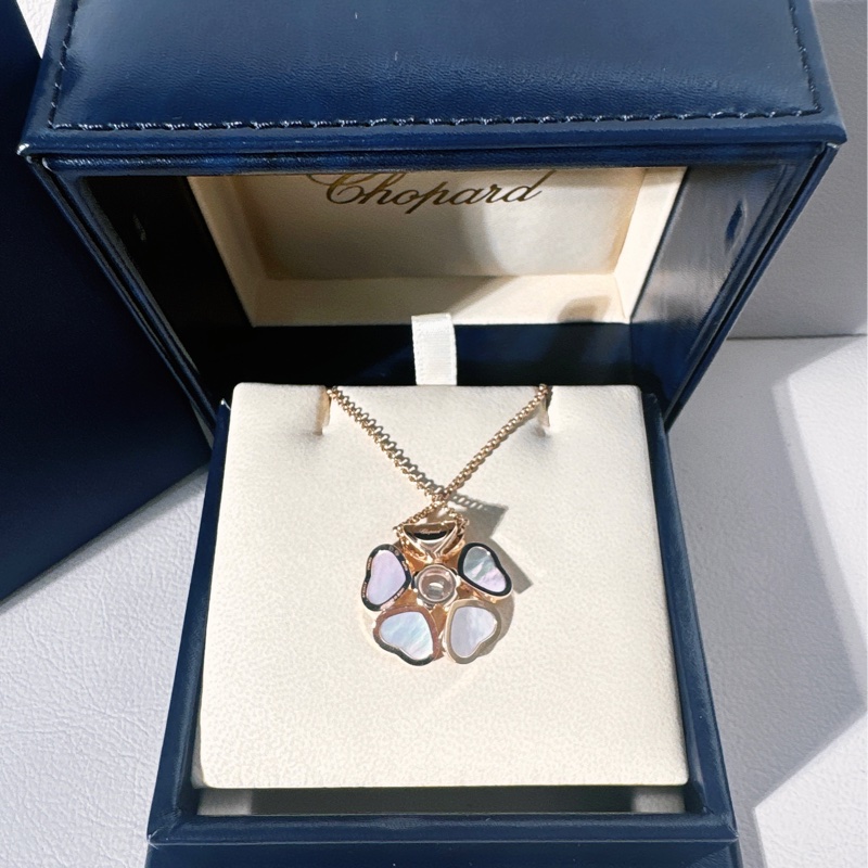 蕭邦 Chopard 快樂鑽 愛心 花朵 項鍊-2