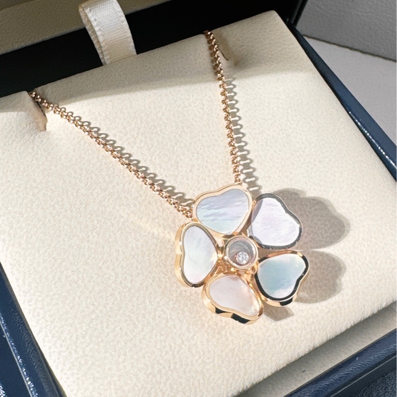 蕭邦 Chopard 快樂鑽 愛心 花朵 項鍊-3