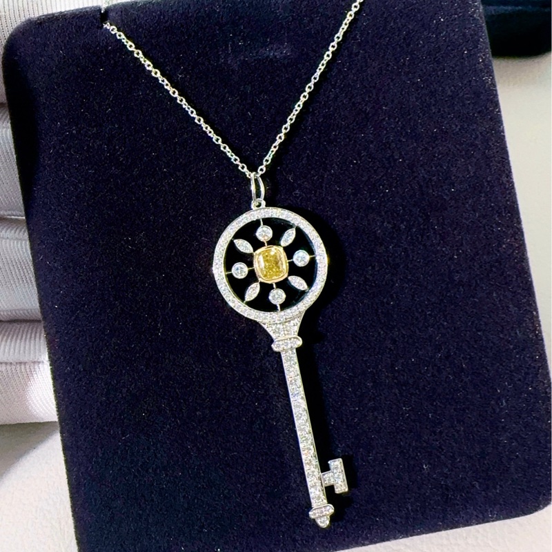 Tiffany蒂芙尼 Keys系列 白金滿鑽萬花筒鑰匙項鍊-1