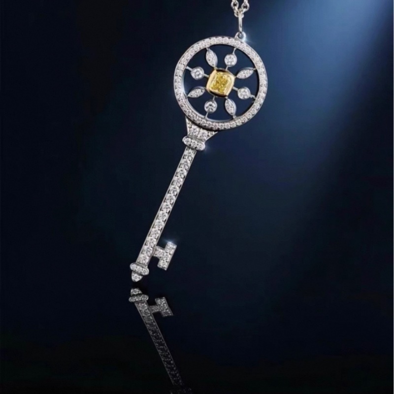 Tiffany蒂芙尼 Keys系列 白金滿鑽萬花筒鑰匙項鍊-7