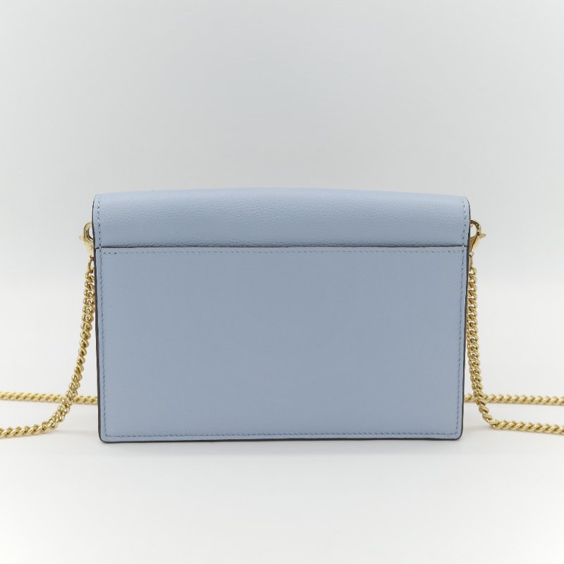 Louis Vuitton 路易威登 MyLockme 藍白雙色 小牛皮金屬鍊帶 翻蓋信封包-4