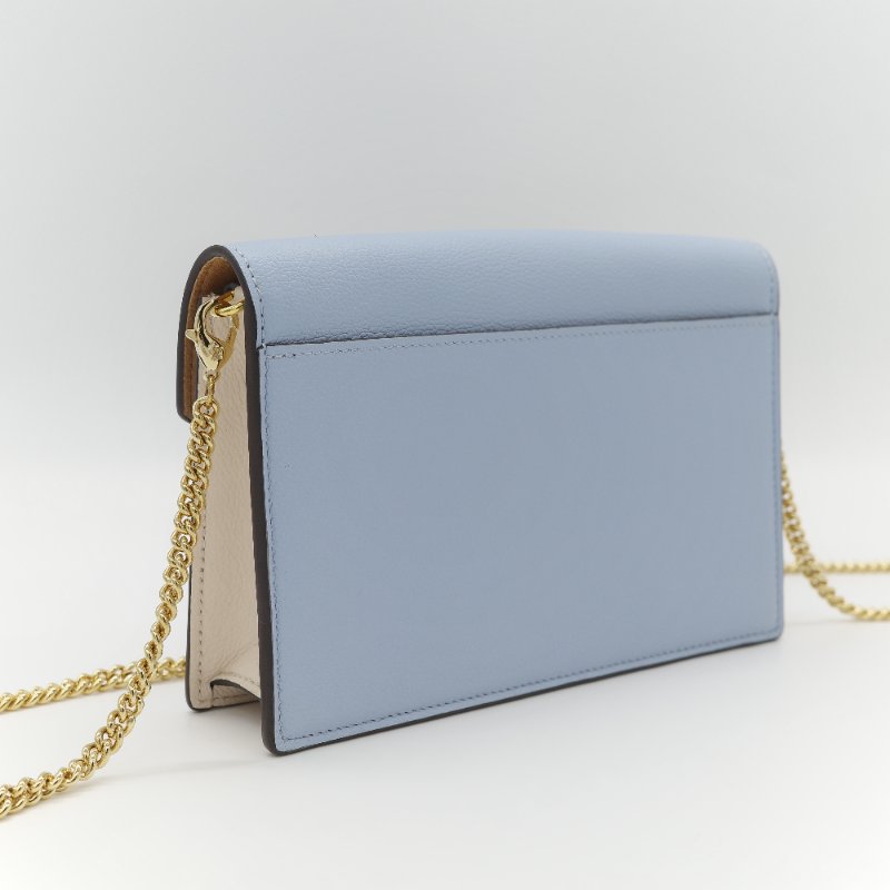 Louis Vuitton 路易威登 MyLockme 藍白雙色 小牛皮金屬鍊帶 翻蓋信封包-5