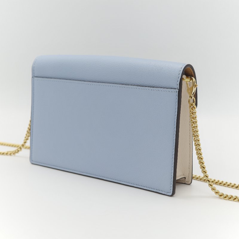 Louis Vuitton 路易威登 MyLockme 藍白雙色 小牛皮金屬鍊帶 翻蓋信封包-6