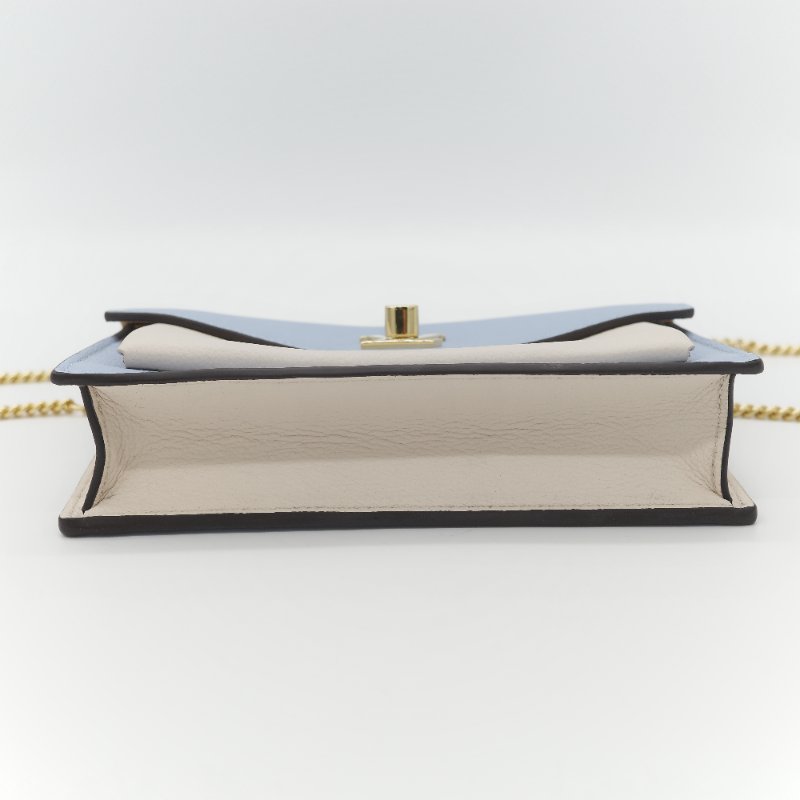 Louis Vuitton 路易威登 MyLockme 藍白雙色 小牛皮金屬鍊帶 翻蓋信封包-7