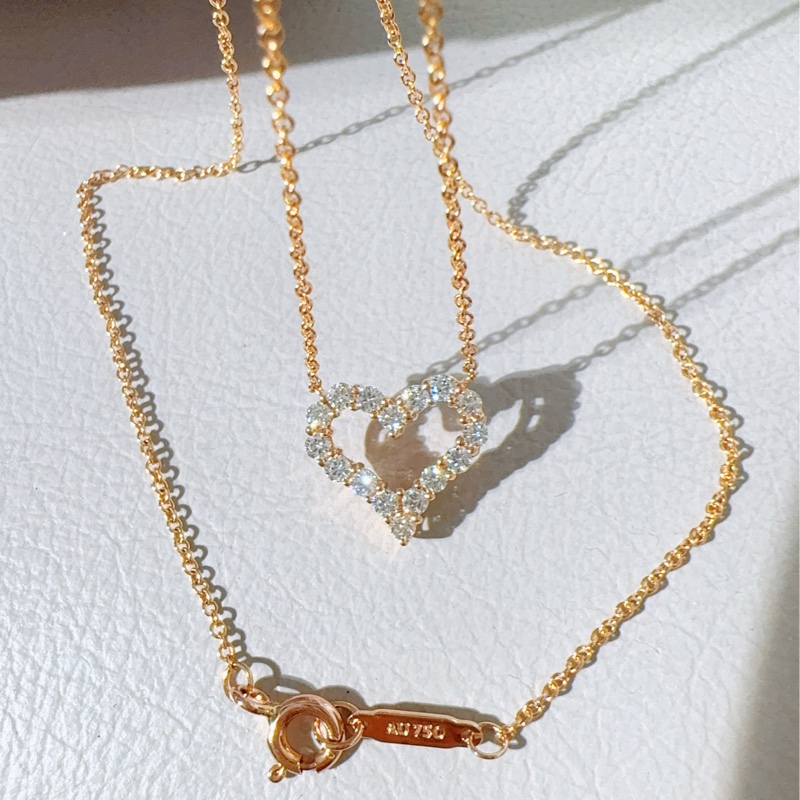 Tiffany & Co. 蒂芙尼 心形滿鑽小號玫瑰金項鍊-4