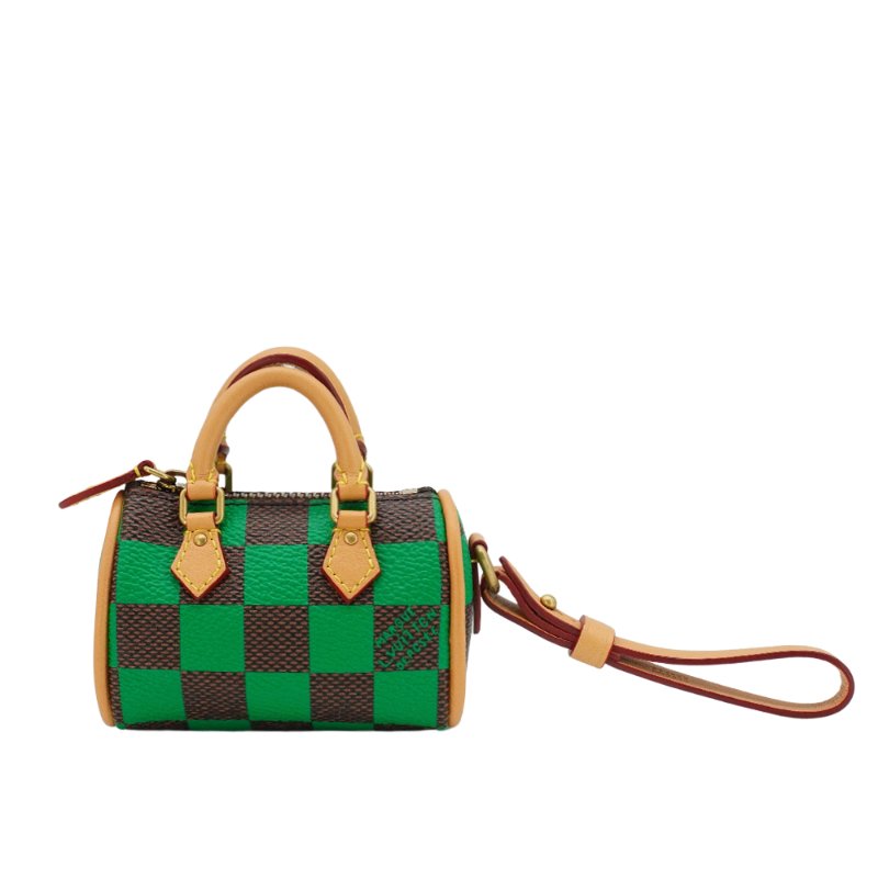 Louis Vuitton Speedy 棋盤格帆布吊飾(R94053-咖/綠)-0