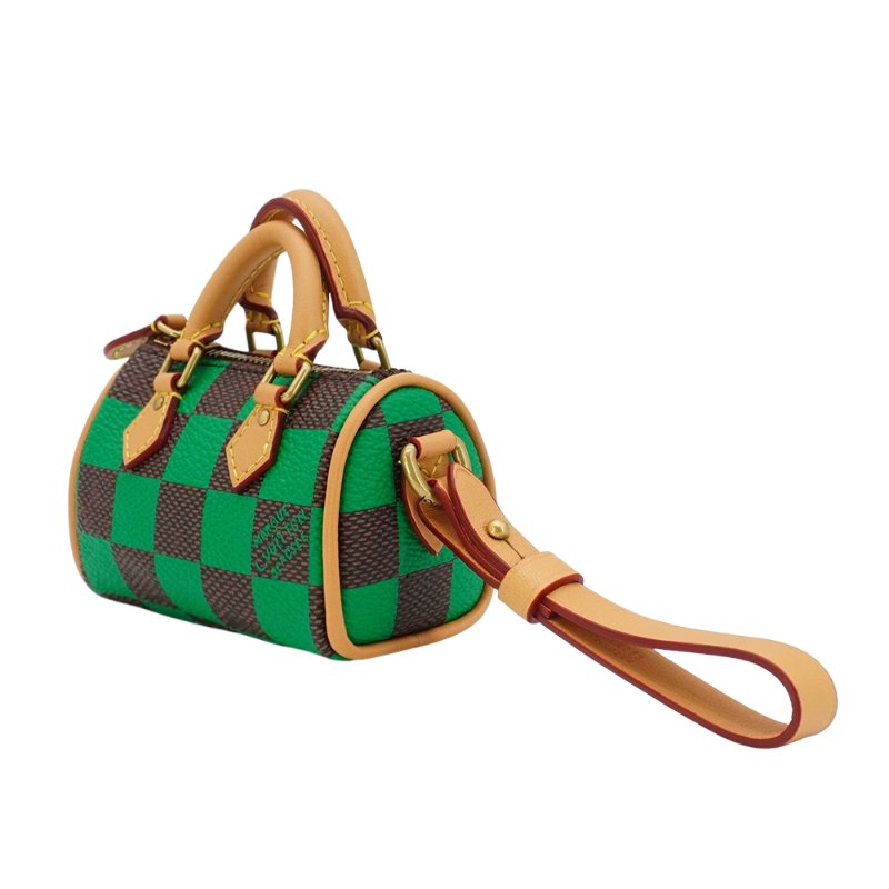 Louis Vuitton Speedy 棋盤格帆布吊飾(R94053-咖/綠)-1