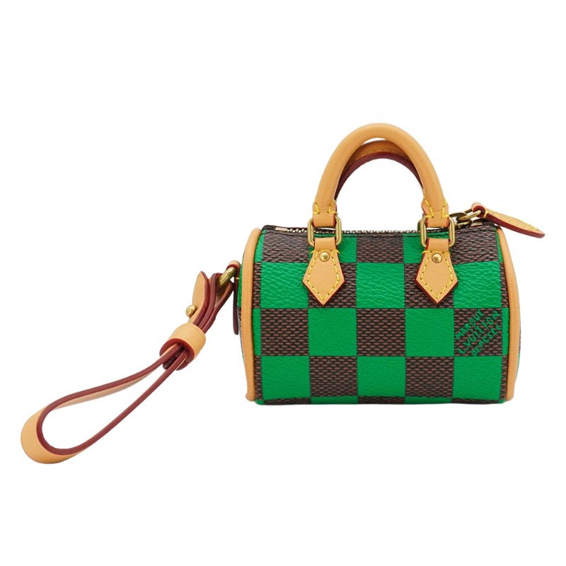 Louis Vuitton Speedy 棋盤格帆布吊飾(R94053-咖/綠)-2