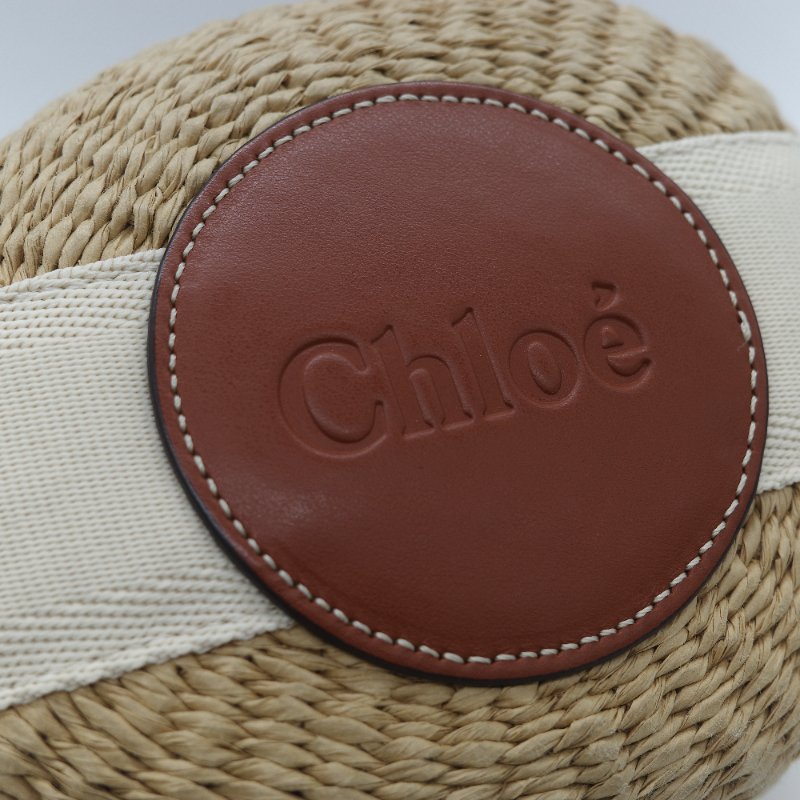 Chloé 蔻依 Woody 編織提籃 米白色 天然纖維 拼接小牛皮 水桶型菜籃子包-8