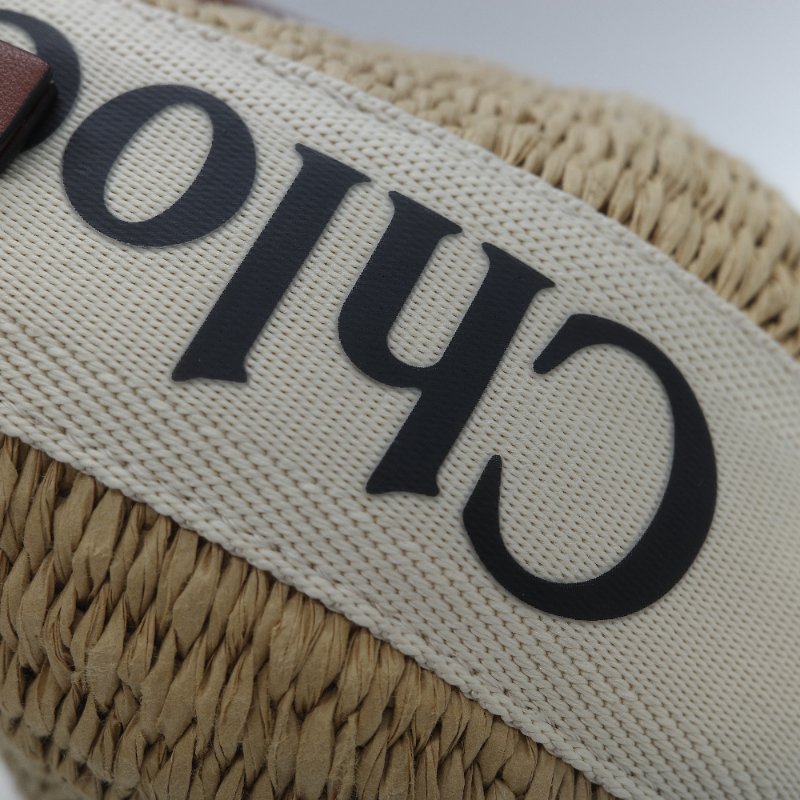 Chloé 蔻依 Woody 編織提籃 米白色 天然纖維 拼接小牛皮 水桶型菜籃子包-11