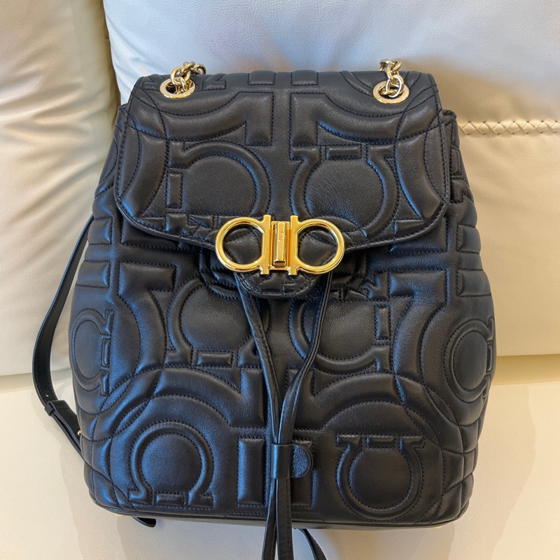 Salvatore Ferragamo LOGO 壓印皮革 後背包-7