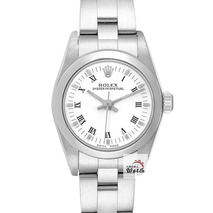 【大眾名錶】ROLEX 勞力士 Oyster Perpetual 76080 白色羅馬面 平光圈 大眾名錶G208-0