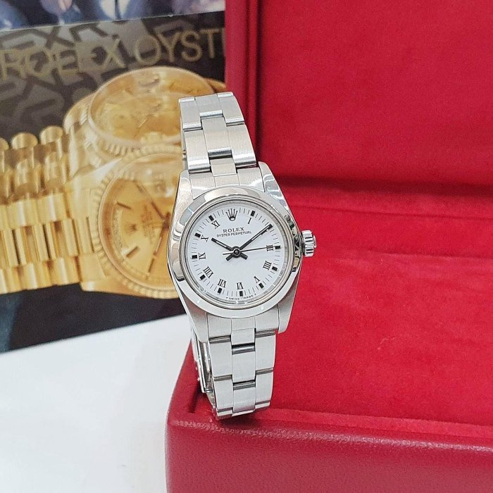 【大眾名錶】ROLEX 勞力士 Oyster Perpetual 76080 白色羅馬面 平光圈 大眾名錶G208-1