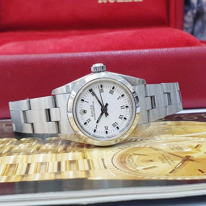【大眾名錶】ROLEX 勞力士 Oyster Perpetual 76080 白色羅馬面 平光圈 大眾名錶G208-2