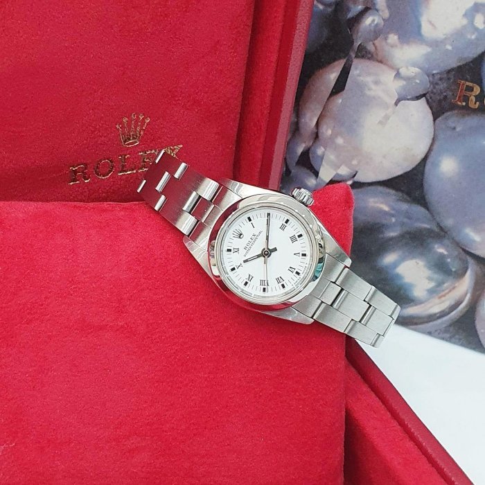 【大眾名錶】ROLEX 勞力士 Oyster Perpetual 76080 白色羅馬面 平光圈 大眾名錶G208-4
