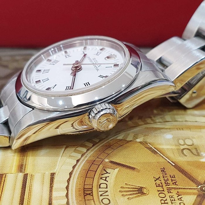 【大眾名錶】ROLEX 勞力士 Oyster Perpetual 76080 白色羅馬面 平光圈 大眾名錶G208-6