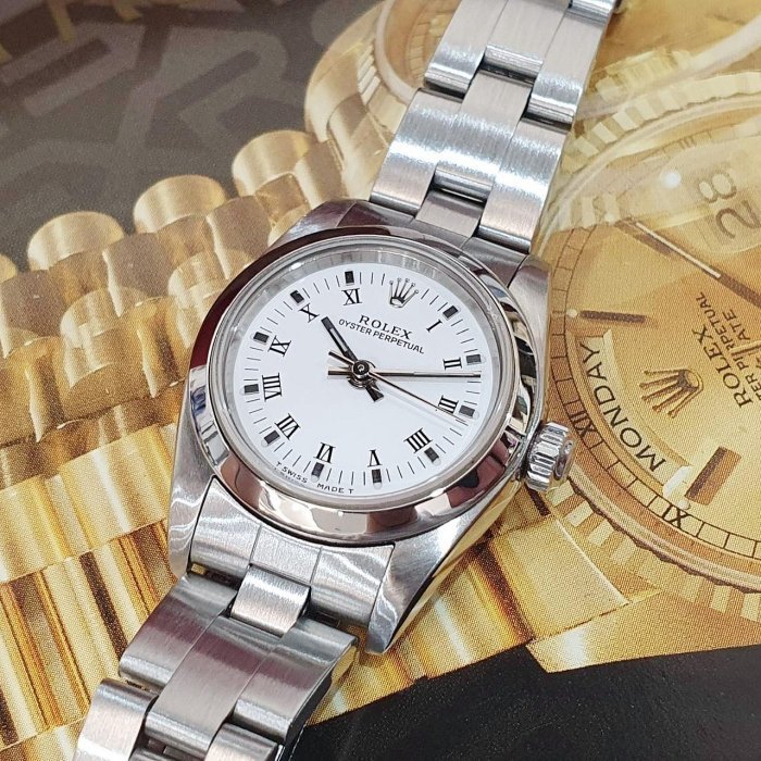 【大眾名錶】ROLEX 勞力士 Oyster Perpetual 76080 白色羅馬面 平光圈 大眾名錶G208-8