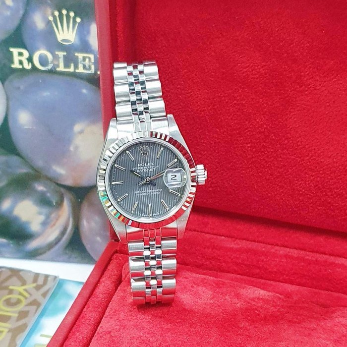 【大眾名錶】ROLEX 勞力士 69174 Datejust 蠔式日誌型 灰色直條紋面盤 錶徑26mm 大眾名錶G086-2