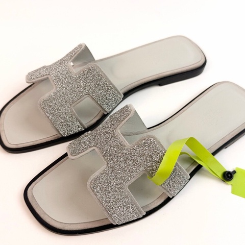 99新Hermes/愛馬仕 H拖 38碼 閃鑽款 意大利產  無附件