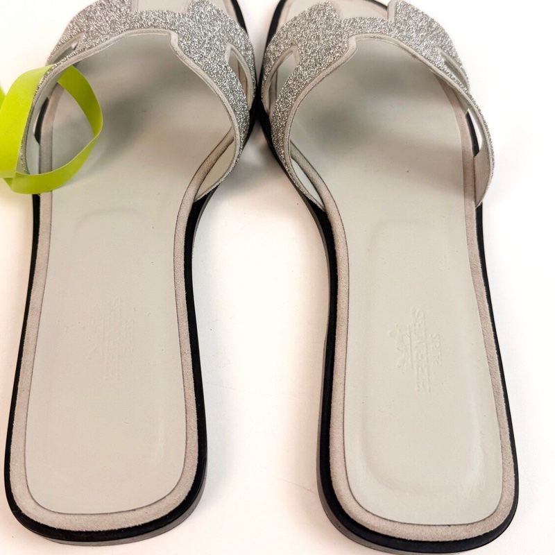 99新Hermes/愛馬仕 H拖 38碼 閃鑽款 意大利產  無附件-2