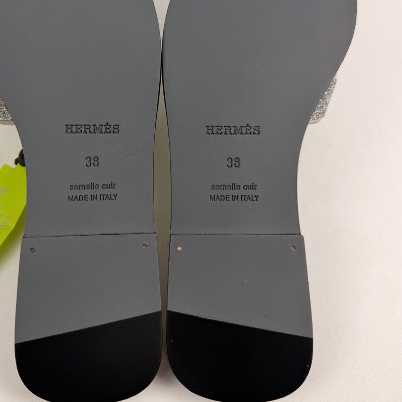 99新Hermes/愛馬仕 H拖 38碼 閃鑽款 意大利產  無附件-4