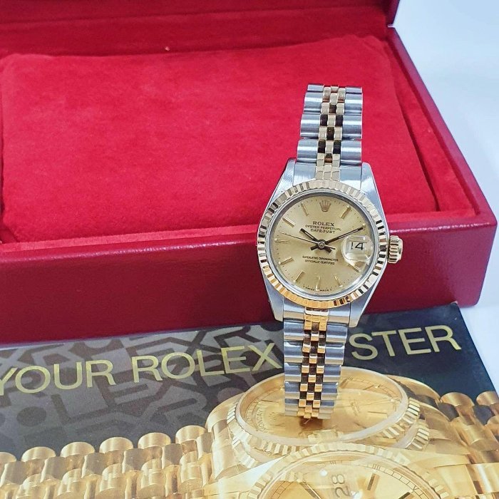 【大眾名錶】ROLEX 勞力士 69173 Datejust 蠔式女錶 金面T柱 錶徑26mm自動上鍊 大眾名錶B925-1
