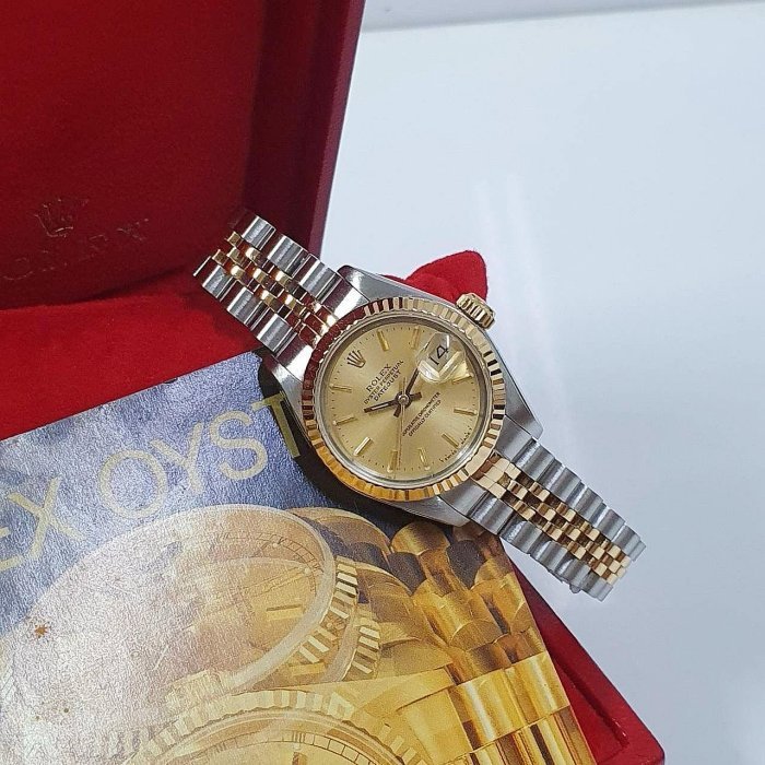 【大眾名錶】ROLEX 勞力士 69173 Datejust 蠔式女錶 金面T柱 錶徑26mm自動上鍊 大眾名錶B925-2
