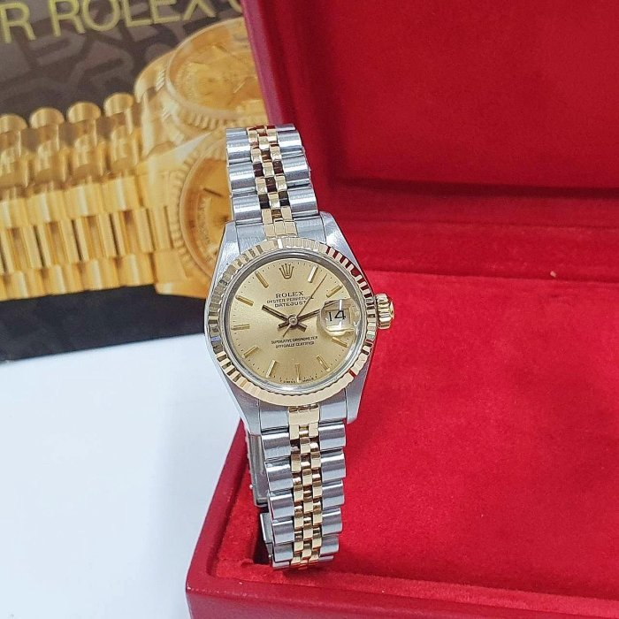 【大眾名錶】ROLEX 勞力士 69173 Datejust 蠔式女錶 金面T柱 錶徑26mm自動上鍊 大眾名錶B925-3