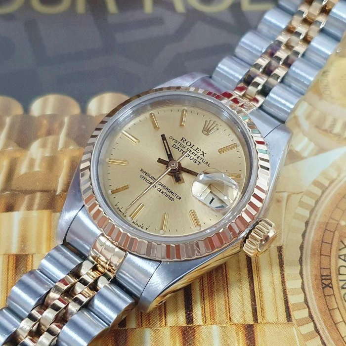 【大眾名錶】ROLEX 勞力士 69173 Datejust 蠔式女錶 金面T柱 錶徑26mm自動上鍊 大眾名錶B925-8