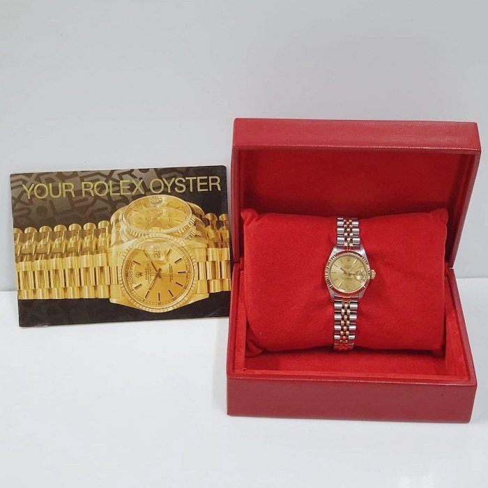 【大眾名錶】ROLEX 勞力士 69173 Datejust 蠔式女錶 金面T柱 錶徑26mm自動上鍊 大眾名錶B925-9