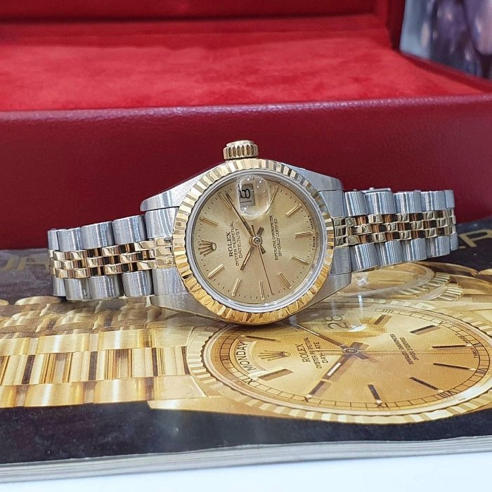 【大眾名錶】ROLEX勞力士 69173 Datejust 蠔式女錶 金面T柱 錶徑26mm 自動上鍊 大眾名錶G174-1