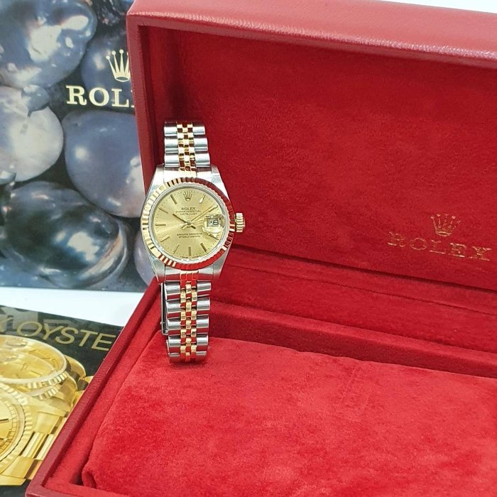 【大眾名錶】ROLEX勞力士 69173 Datejust 蠔式女錶 金面T柱 錶徑26mm 自動上鍊 大眾名錶G174-4