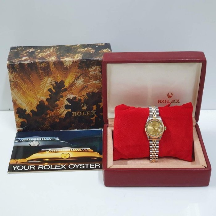 【大眾名錶】ROLEX 勞力士 69173 Datejust 半金女錶 太陽圈 金十鑽面盤錶徑26mm 大眾名錶B904-8