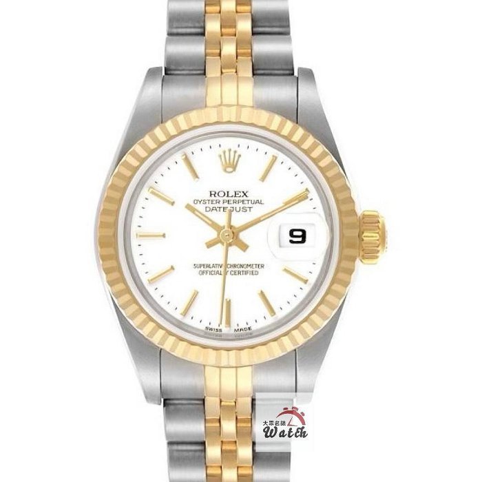 【大眾名錶】ROLEX 勞力士 69173 Datejust 蠔式女錶白面T柱 附保養單 錶徑26mm 大眾名錶G176-0