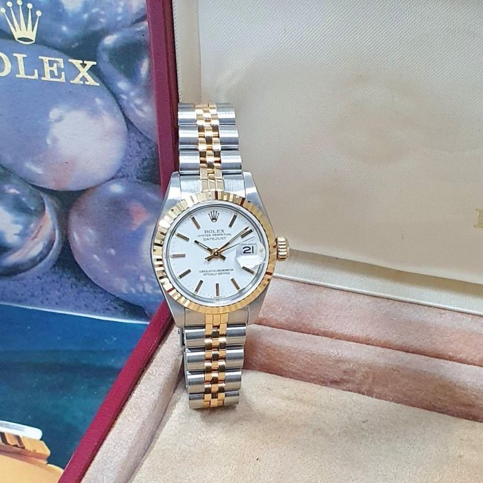 【大眾名錶】ROLEX 勞力士 69173 Datejust 蠔式女錶白面T柱 附保養單 錶徑26mm 大眾名錶G176-1