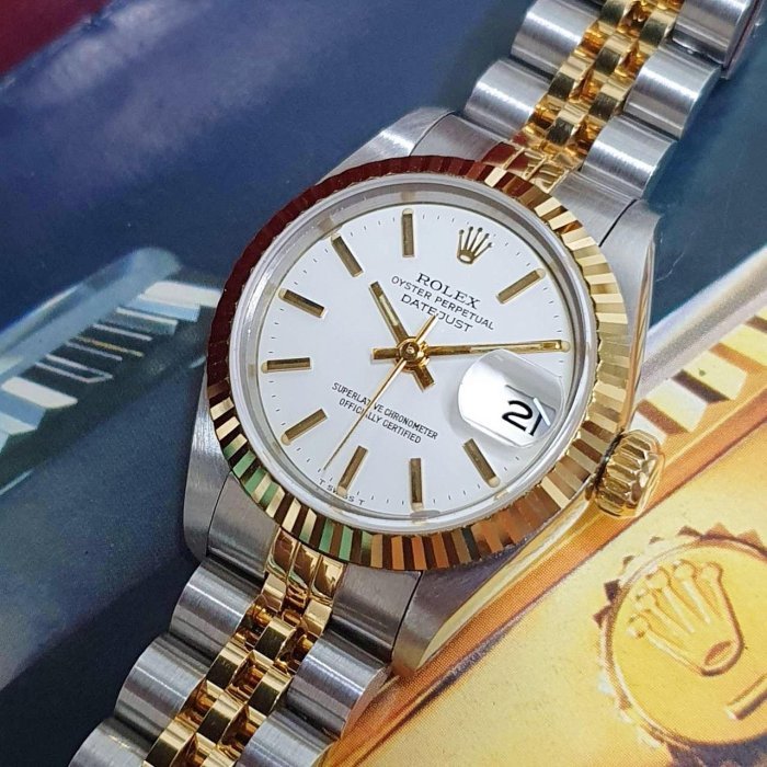 【大眾名錶】ROLEX 勞力士 69173 Datejust 蠔式女錶白面T柱 附保養單 錶徑26mm 大眾名錶G176-8