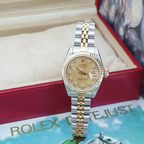 【大眾名錶】ROLEX 勞力士 69173 Datejust 女錶經典款 太陽圈 金色十鑽面盤 大眾名錶B1108