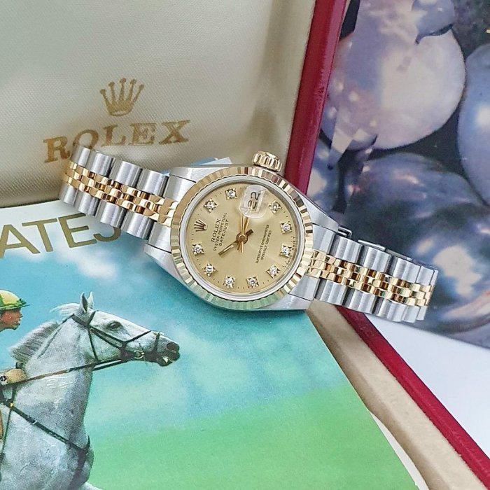 【大眾名錶】ROLEX 勞力士 69173 Datejust 女錶經典款 太陽圈 金色十鑽面盤 大眾名錶B1108-1