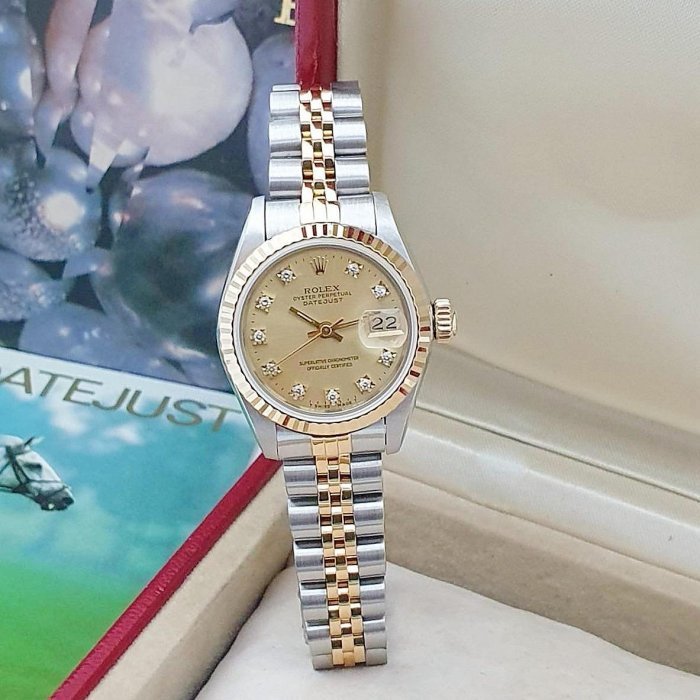 【大眾名錶】ROLEX 勞力士 69173 Datejust 女錶經典款 太陽圈 金色十鑽面盤 大眾名錶B1108-2