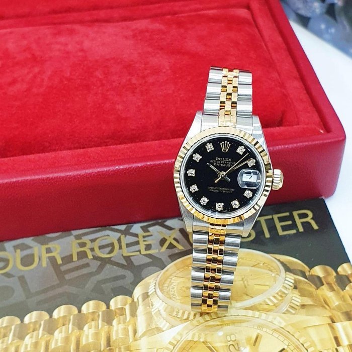 【大眾名錶】ROLEX 勞力士 69173 Datejust 蠔式女錶 18K半金 黑十鑽面盤 大眾名錶B1134-1
