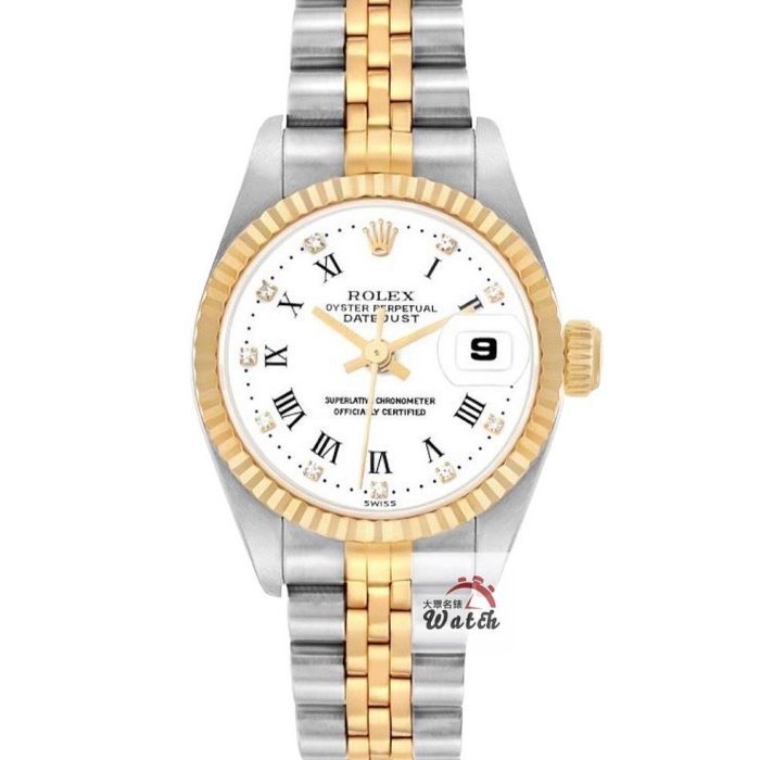 【大眾名錶】ROLEX勞力士 69173 Datejust 蠔式女錶 白瓷羅馬十鑽面盤 錶徑26mm 大眾名錶B1105-0