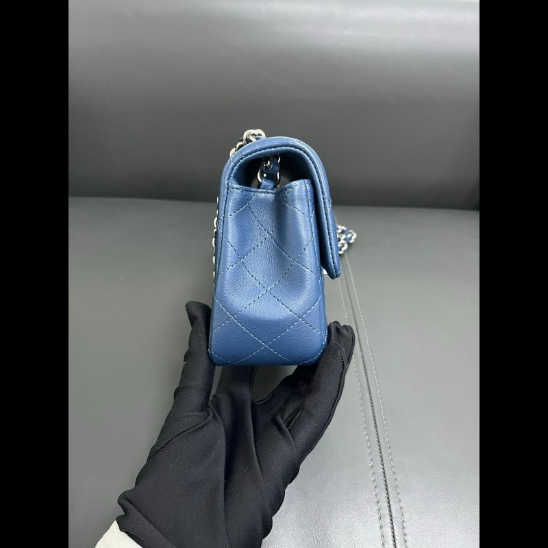 Chanel classic flap Mini 湖水藍cf大mini-4