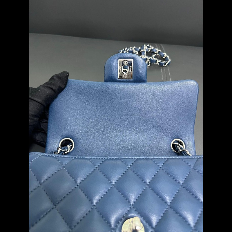 Chanel classic flap Mini 湖水藍cf大mini-12