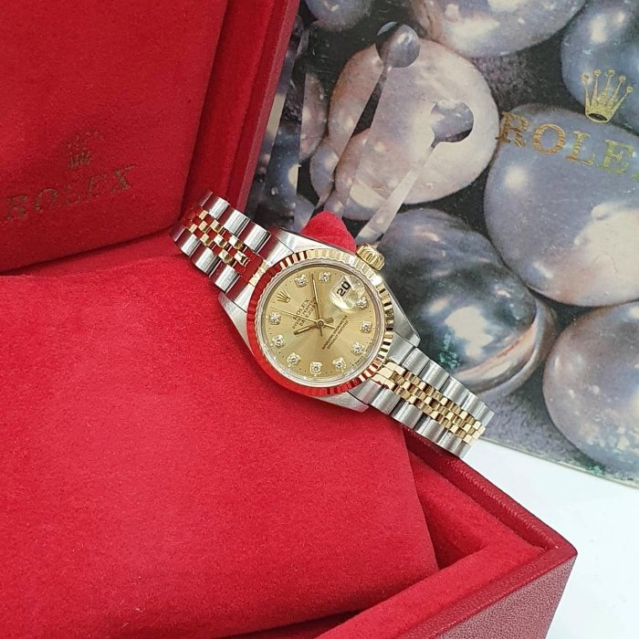 【大眾名錶】ROLEX 勞力士 69173 Datejust 蠔式女錶 金十鑽面盤 新包台 錶徑26 大眾名錶B1103-2